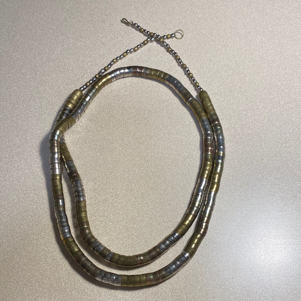 Tube metal  Gold and Silver “snake”Necklace